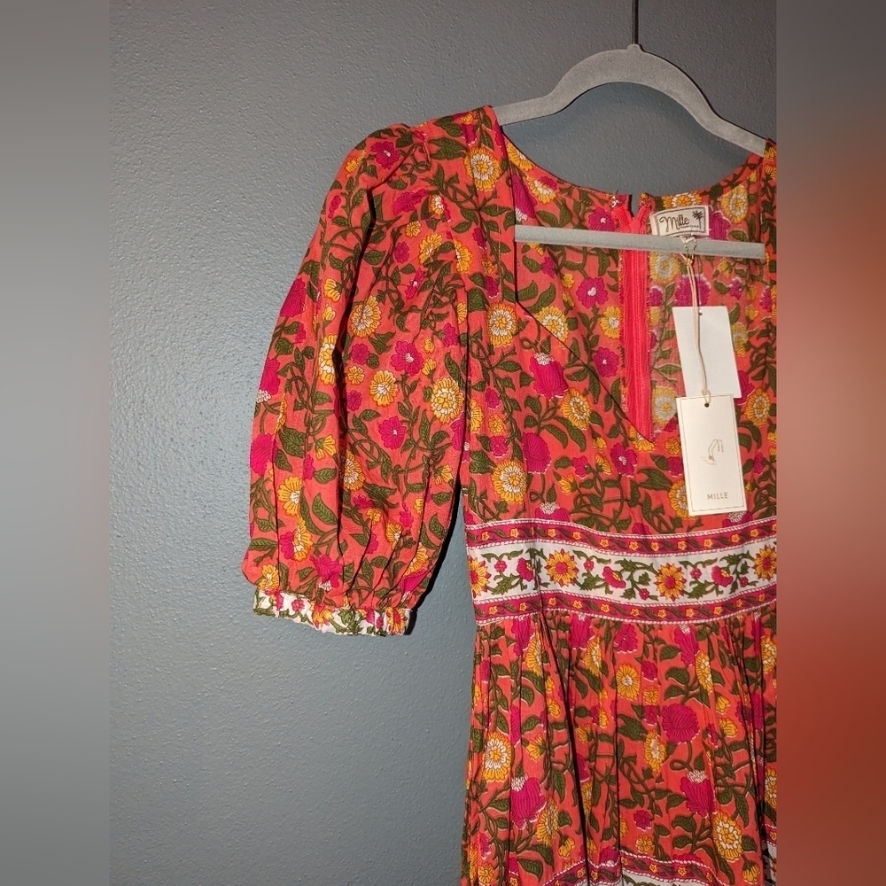 NEW. NWT. Mille Resort & Travel Floral cotton dress. Women's size XS. - Picture 5 of 11